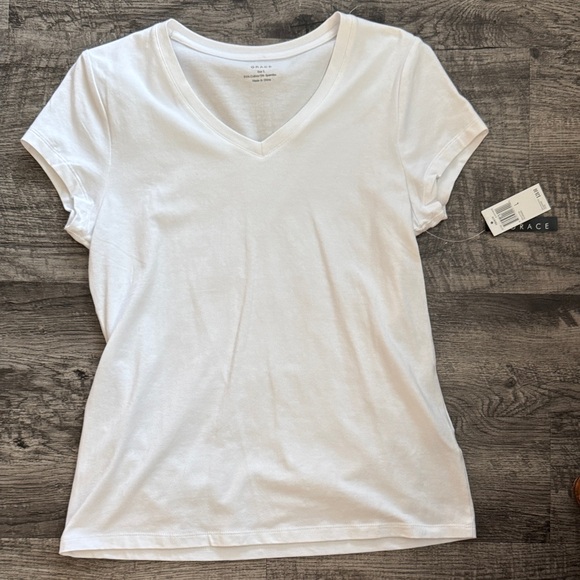 Grace Women's Classic White Short Sleeve Tee - Picture 3 of 9